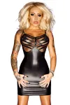 Schwarzes Wetlook-Kleid F078 kaufen - Fesselliebe