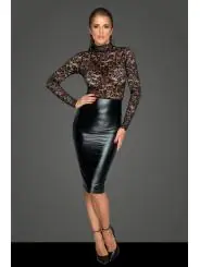 Midi Kleid mit Sanfter Spitze F228 von Noir Handmade Missbehaved Collection kaufen - Fesselliebe