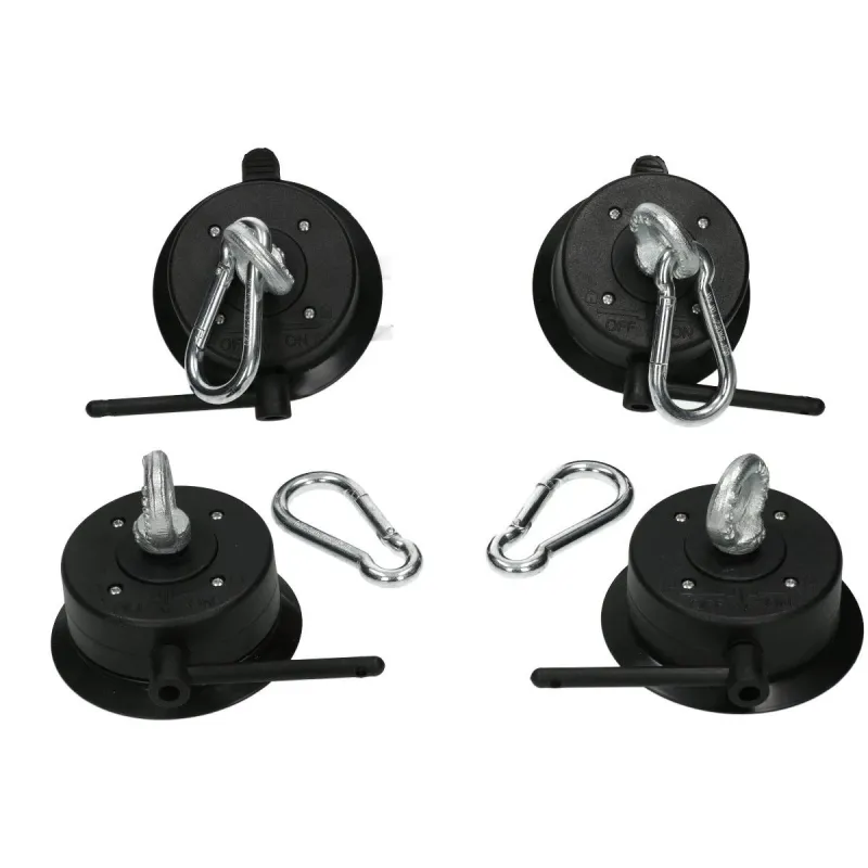 Bondage Points mit Saugnapf, Öse und Karabiner In Schwarz 4er Set | Fesselliebe.de