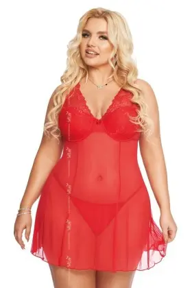 ♥ Rotes Chemise 1892 von Softline Pluse Size Collection ♥