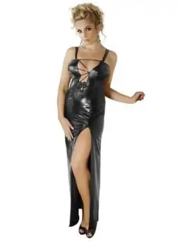 Langes Schwarzes Wetlook-Kleid M/1072 von Andalea kaufen - Fesselliebe