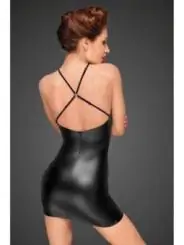 Powerwetlook Kleid mit Dekorativer Stickerei Unter Der Brust F185 von Noir Handmade Decadence Collection