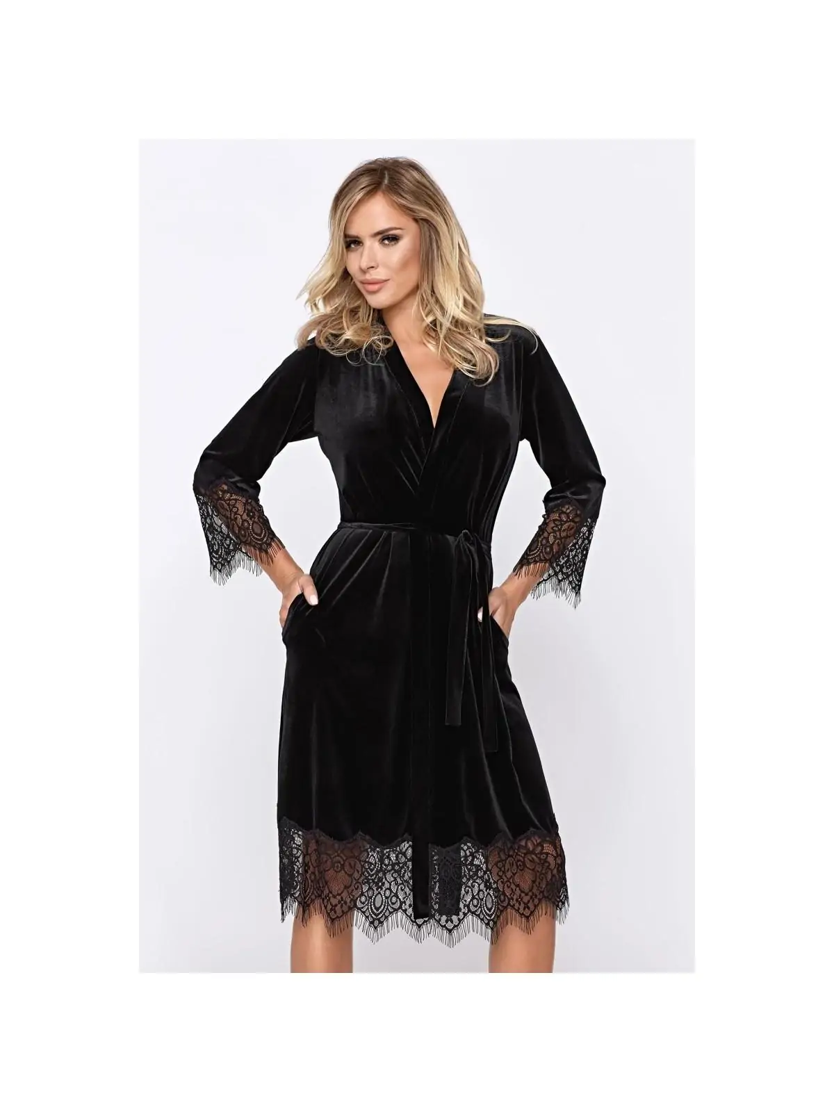 Schwarzes Mia Dressing Gown von Hamana kaufen - Fesselliebe
