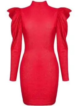 Langes Kleid Cr4250 Schwarz/Rot von Chilirose