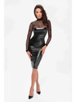 Halblanges Powerwetlook Kleid mit Tüll F310 von Noir Handmade kaufen - Fesselliebe