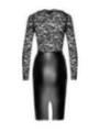 F295 Halblanges Wetlook Kleid mit Spitze von Noir Handmade