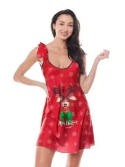 Rotes Weihnachtskleid mit Rentier von Anais Apparel kaufen - Fesselliebe