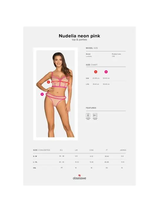 Nudelia Top & Höschen Pink von Obsessive