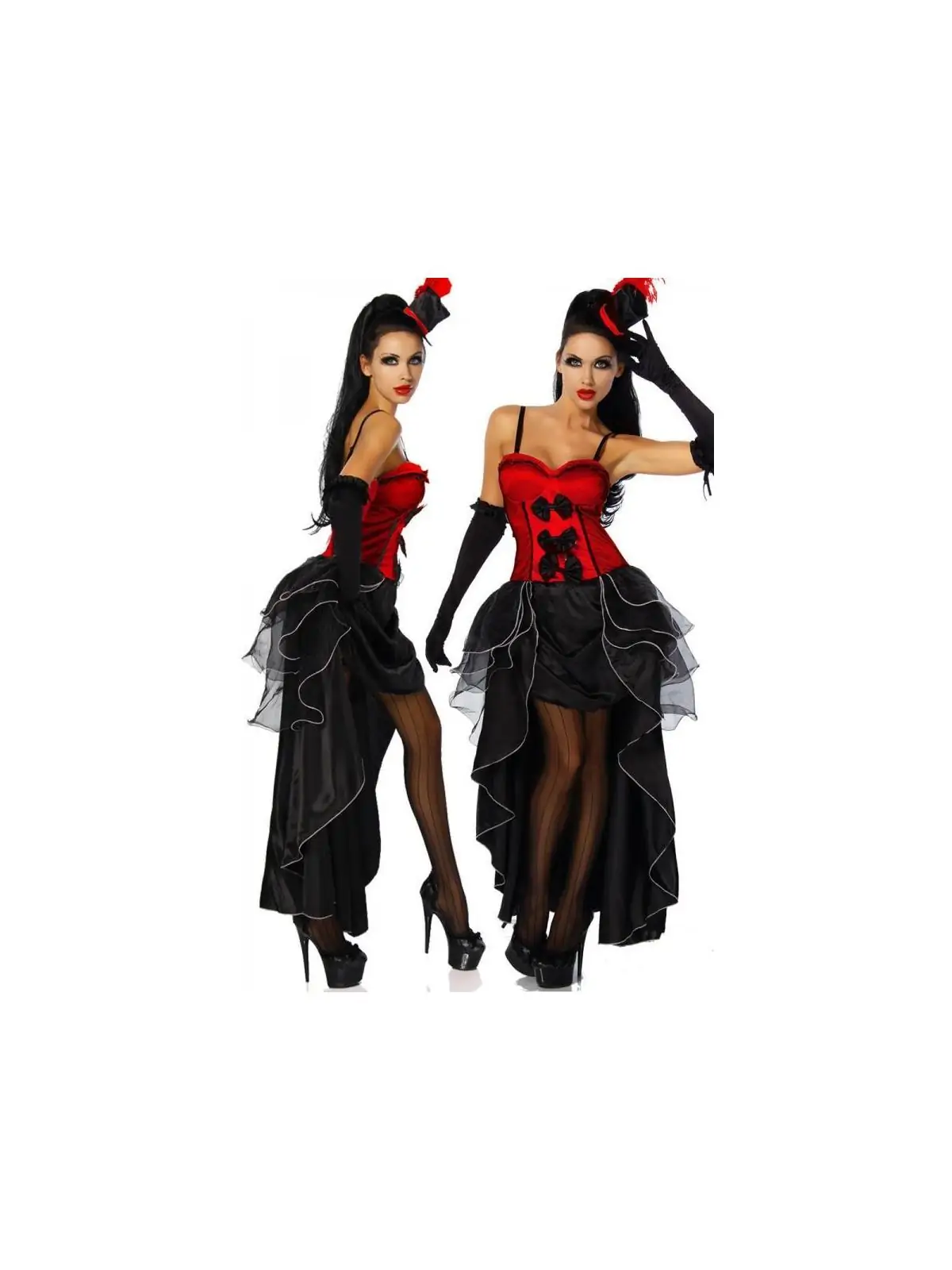 Cabarett-Kostüm rot/schwarz