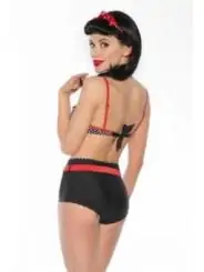 Vintage-Bikini schwarz/rot/weiß