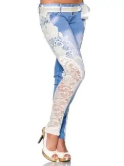 Jeans mit Spitze blau/creme kaufen - Fesselliebe
