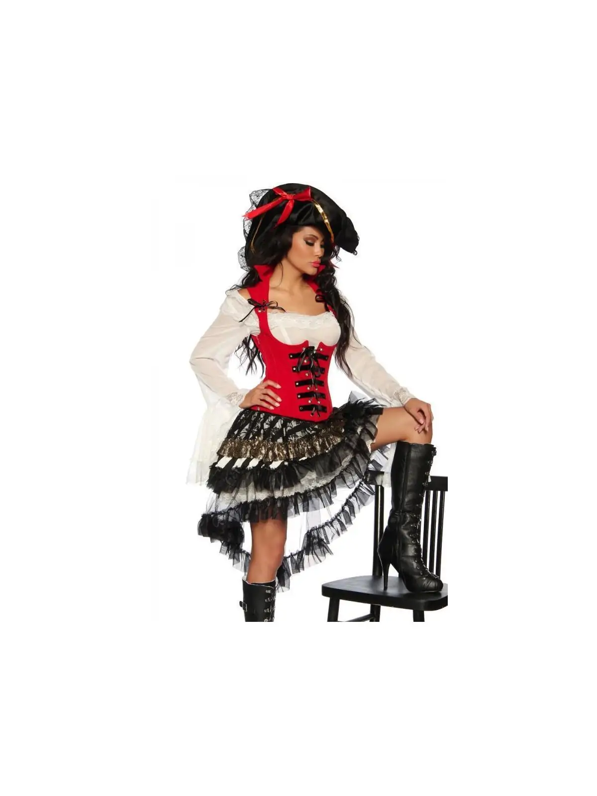 Piratenkostüm rot/schwarz kaufen - Fesselliebe