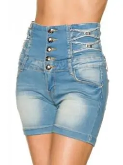 Jeans-Shorts mit hochgeschnittenem Bund blau kaufen - Fesselliebe