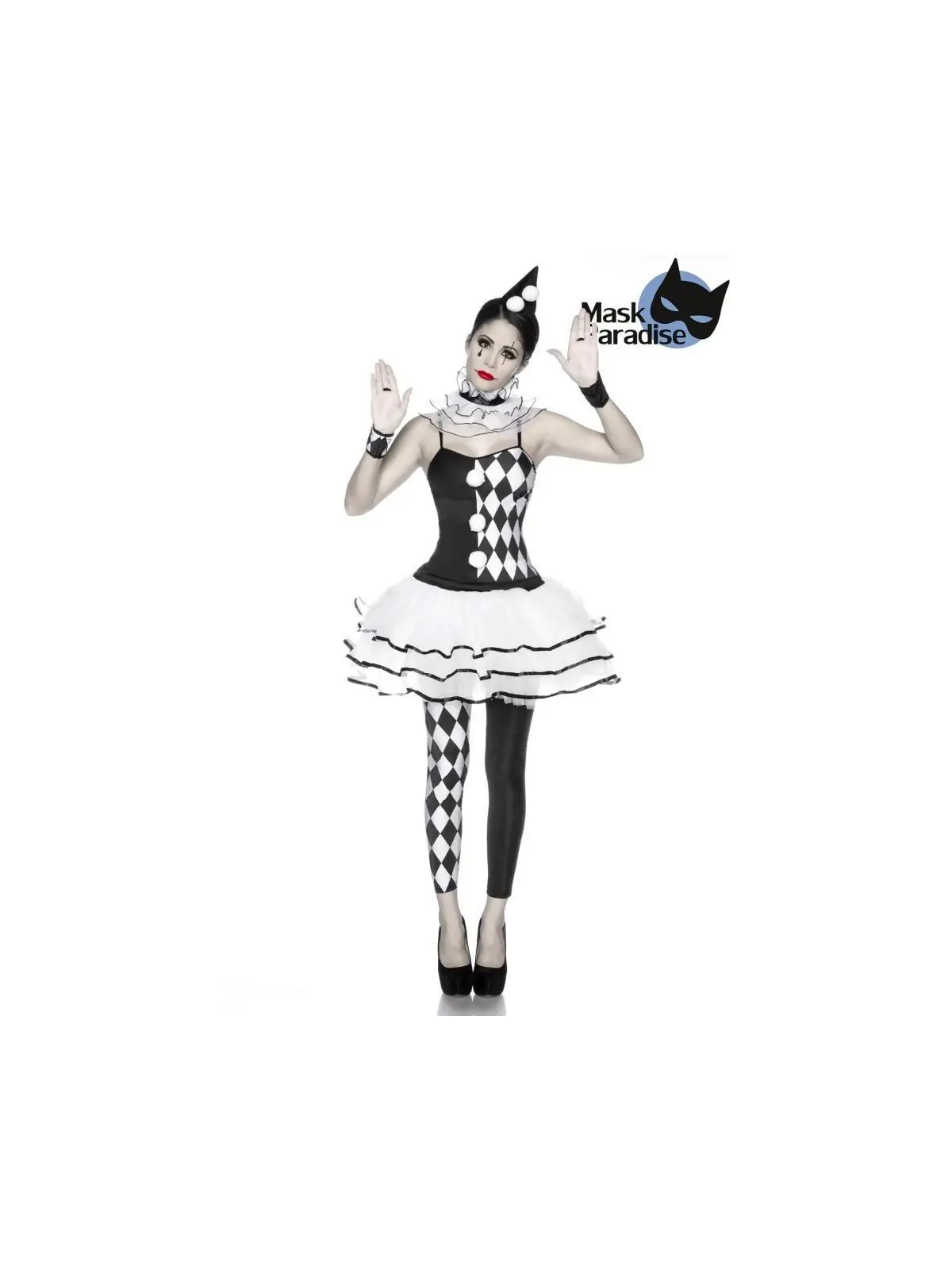 Harlekinkostüm (Komplettset) schwarz/weiß von Mask Paradise kaufen - Fesselliebe