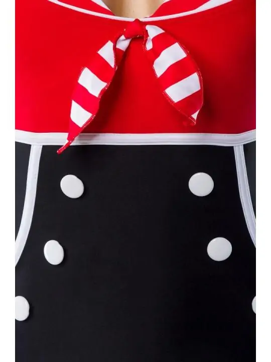 Vintage-Badeanzug mit Zierschleife rot/schwarz von Belsira