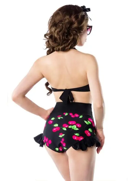 Vintage-Bikini mit Kirschmuster schwarz/pink von Belsira