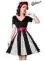 Godet-Kleid weiß/schwarz/rot von Belsira