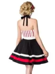 Neckholder-Kleid schwarz/rot/weiß von Belsira kaufen - Fesselliebe