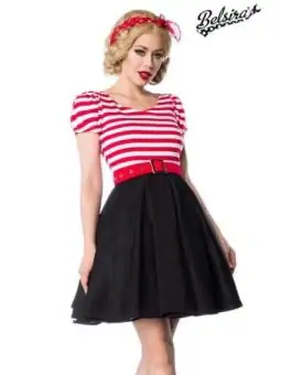 Jersey Kleid schwarz/weiß/rot von Belsira kaufen - Fesselliebe