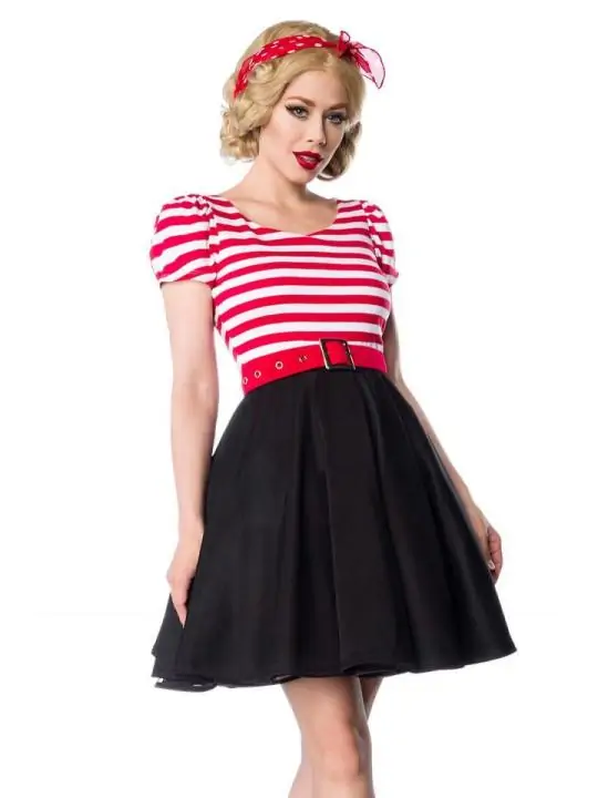 Jersey Kleid schwarz/weiß/rot von Belsira kaufen - Fesselliebe