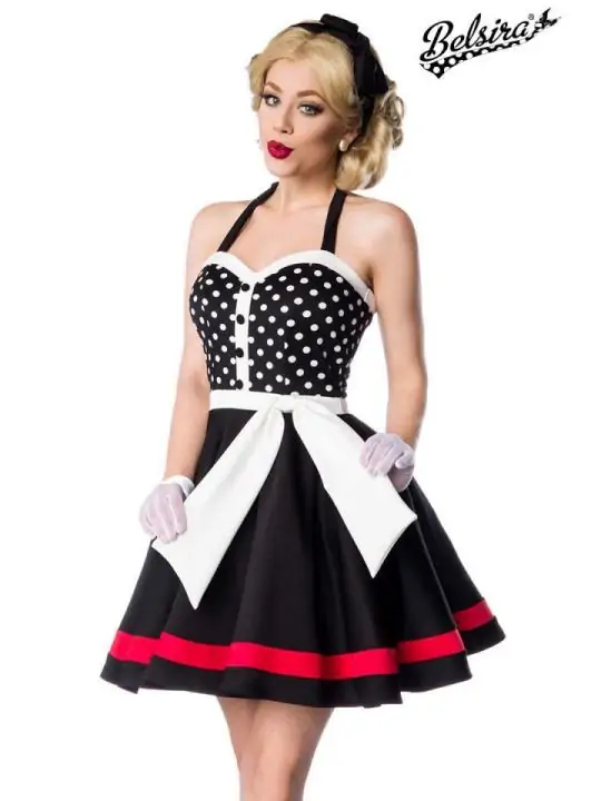 Neckholder Kleid schwarz/weiß/rot von Belsira
