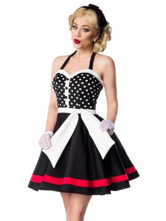 Neckholder Kleid schwarz/weiß/rot von Belsira kaufen - Fesselliebe
