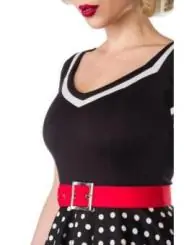 Kleid mit Gürtel schwarz/weiß/rot von Belsira kaufen - Fesselliebe