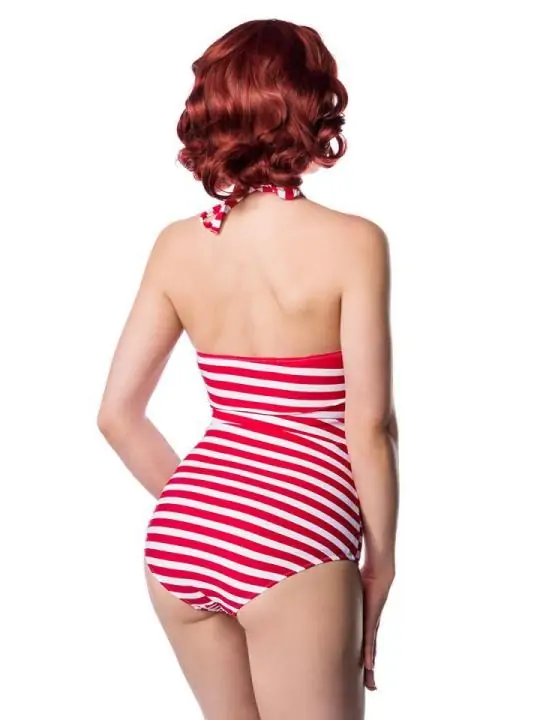 Neckholder Badeanzug rot/weiß von Belsira