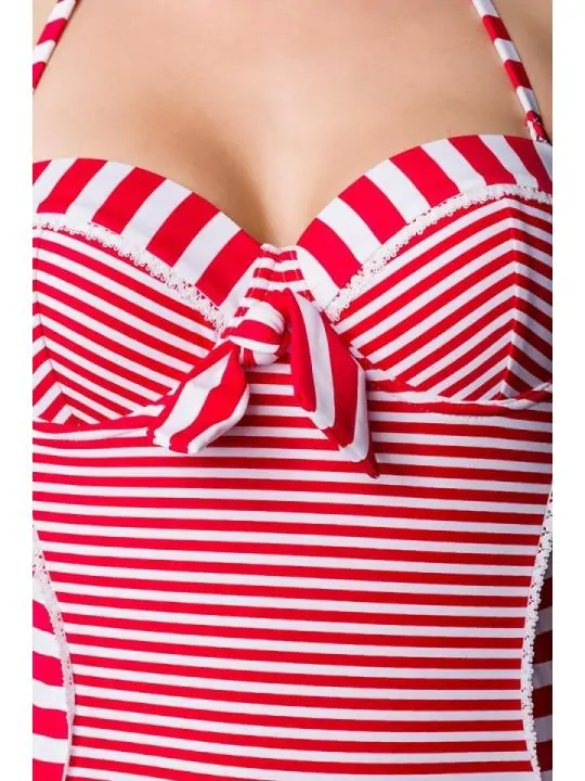 Neckholder Badeanzug rot/weiß von Belsira