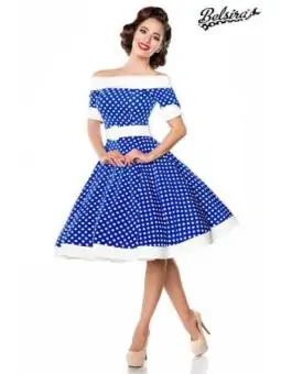 schulterfreies Swing-Kleid blau/weiß von Belsira kaufen - Fesselliebe