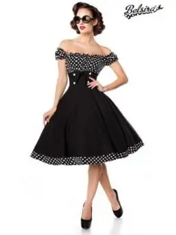 schulterfreies Swing-Kleid schwarz/weiß von Belsira kaufen - Fesselliebe