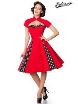 Vintage-Kleid mit Bolero rot/schwarz/weiß von Belsira kaufen - Fesselliebe