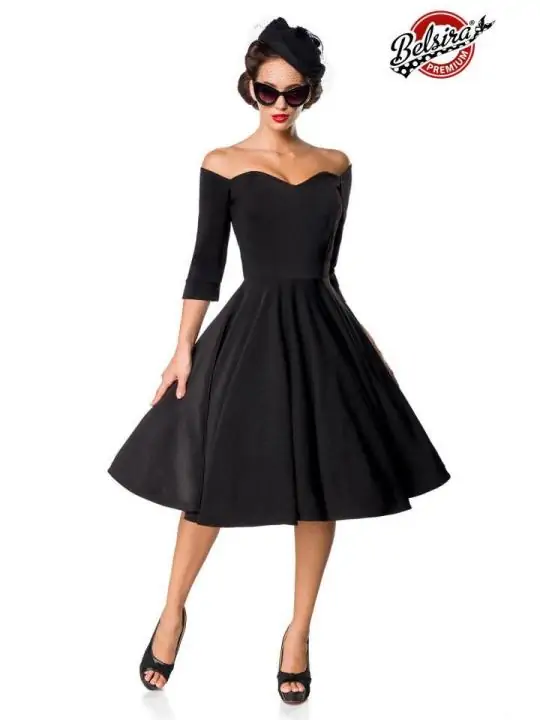 Belsira Premium Vintage Swing-Kleid schwarz von Belsira