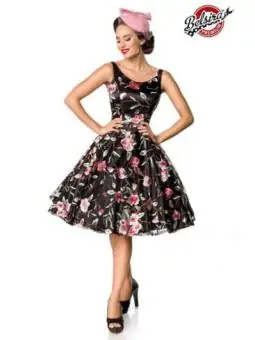Belsira Premium Vintage Blumenkleid schwarz/rosa von Belsira kaufen - Fesselliebe