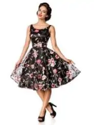 Belsira Premium Vintage Blumenkleid schwarz/rosa von Belsira