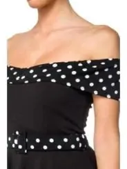 schulterfreies Swing-Kleid mit Gürtel schwarz von Belsira kaufen - Fesselliebe