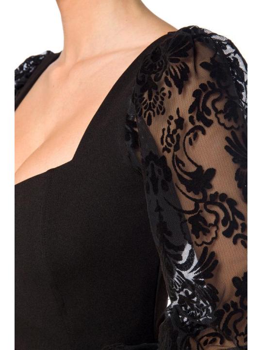 elegantes Kleid mit Spitzenärmel schwarz von Belsira