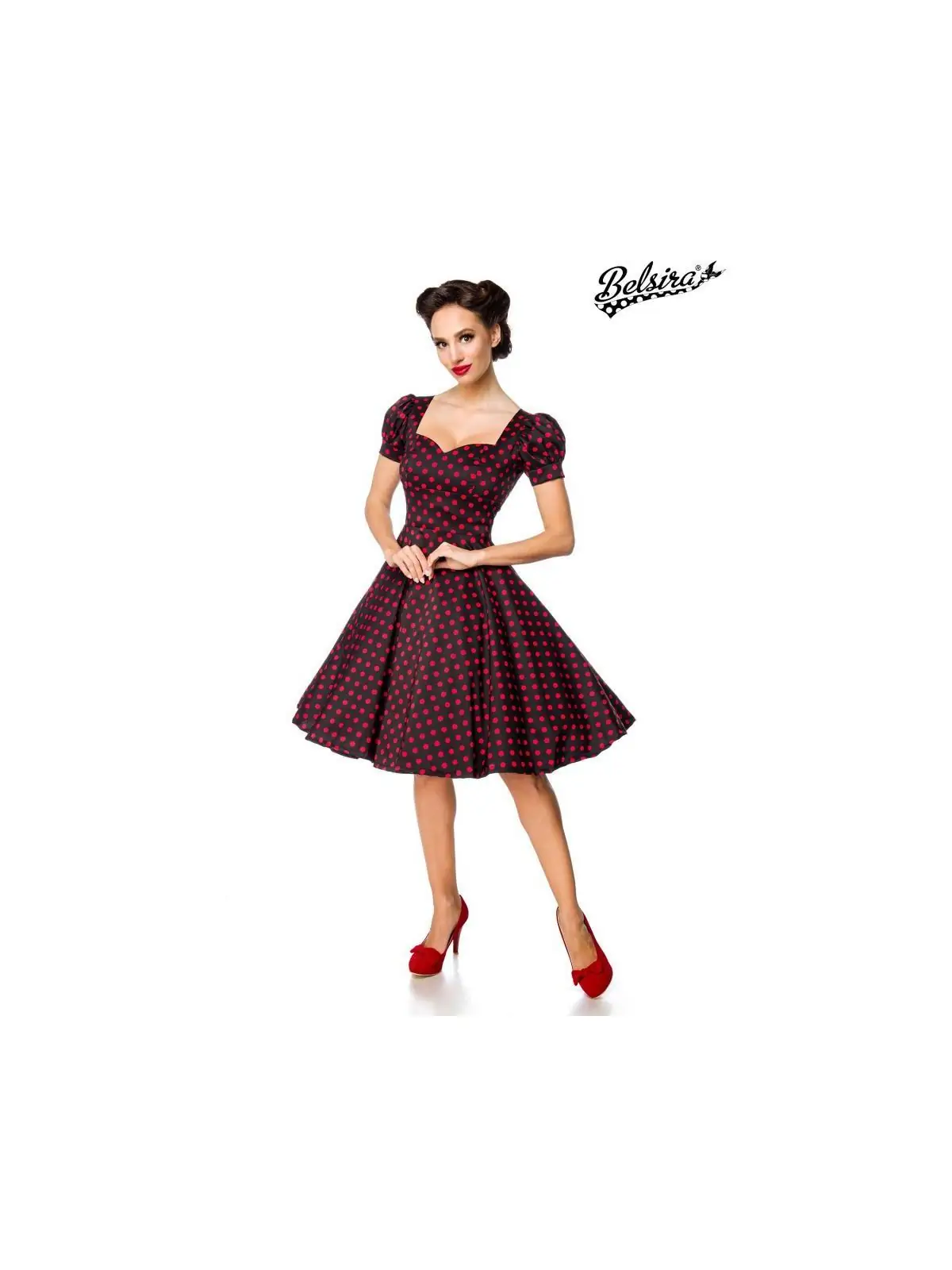 Kleid mit Puffärmeln schwarz/rot von Belsira kaufen - Fesselliebe