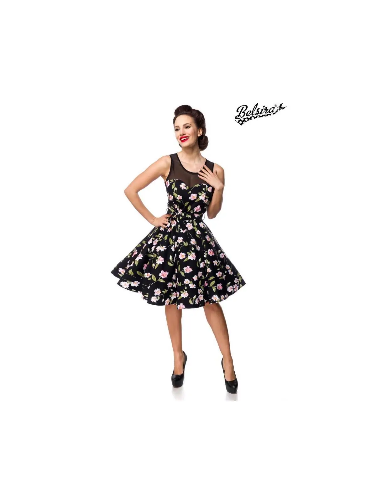 Kleid mit Dots schwarz/rosa von Belsira