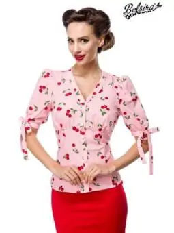 Bluse mit Kirschenmuster rosa von Belsira kaufen - Fesselliebe