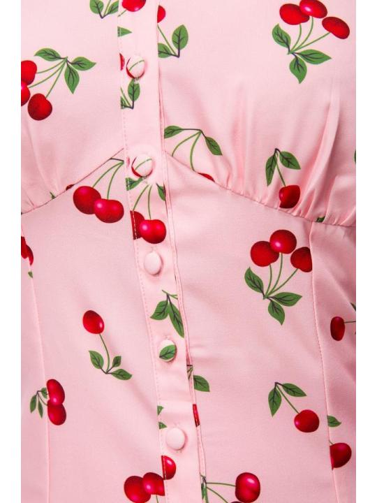 Bluse mit Kirschenmuster rosa von Belsira