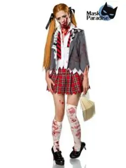 Zombiekostüm: Zombie Schoolgirl grau/rot/weiß von Mask Paradise kaufen - Fesselliebe