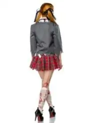 Zombiekostüm: Zombie Schoolgirl grau/rot/weiß von Mask Paradise