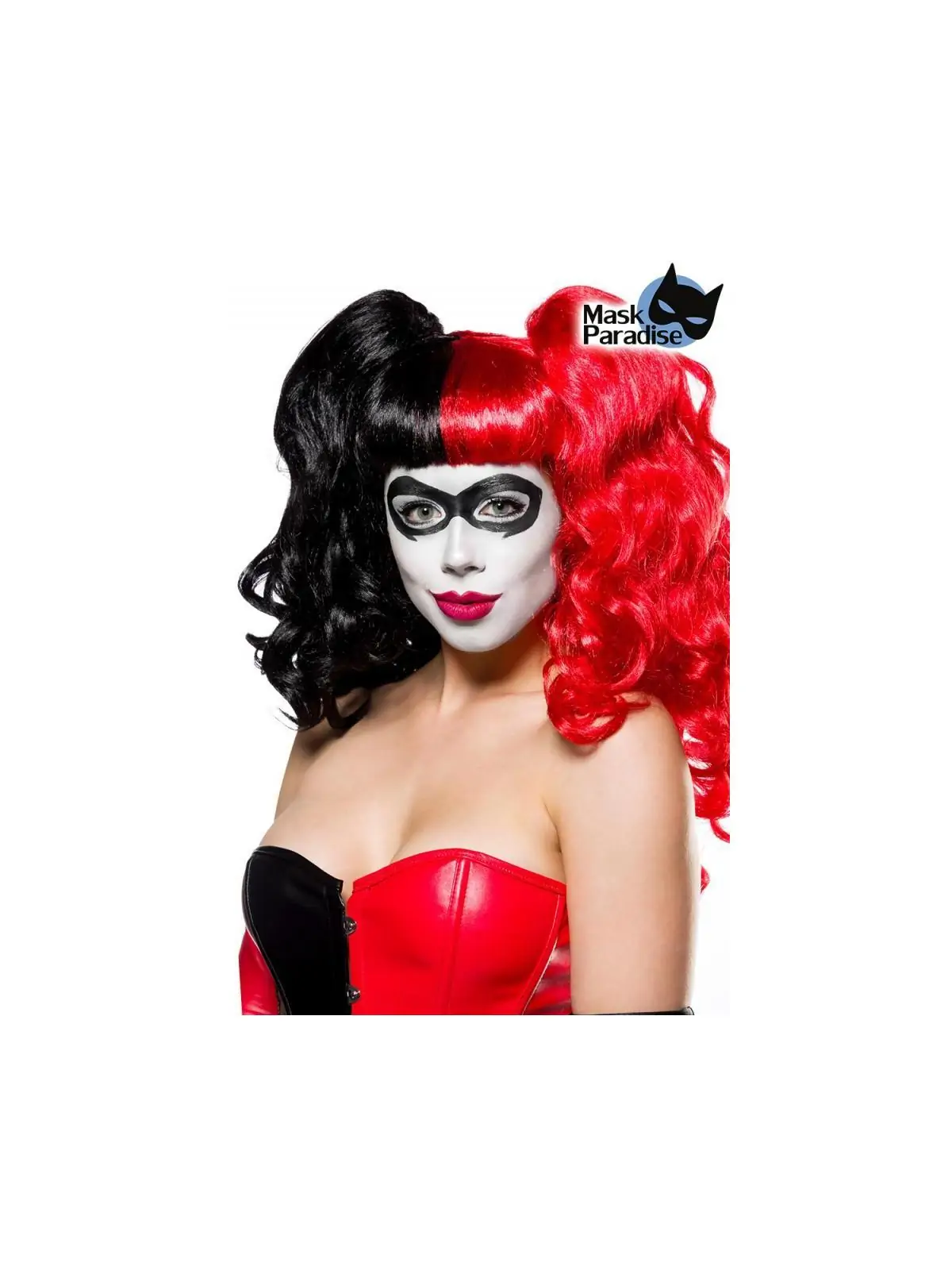 Harlequin Perücke schwarz/rot von Mask Paradise kaufen - Fesselliebe