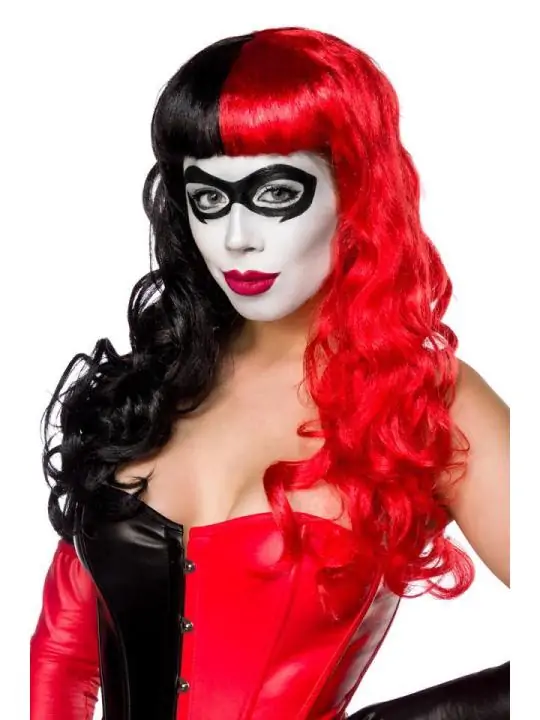 Harlequin Perücke schwarz/rot von Mask Paradise kaufen - Fesselliebe