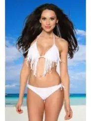 Bikini mit Fransen weiß kaufen - Fesselliebe