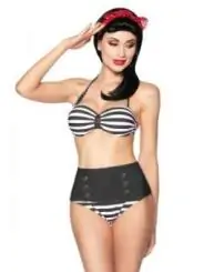 Vintage-Bandeau-Bikini schwarz/weiß
