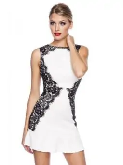 Kleid mit Spitze weiß/schwarz kaufen - Fesselliebe