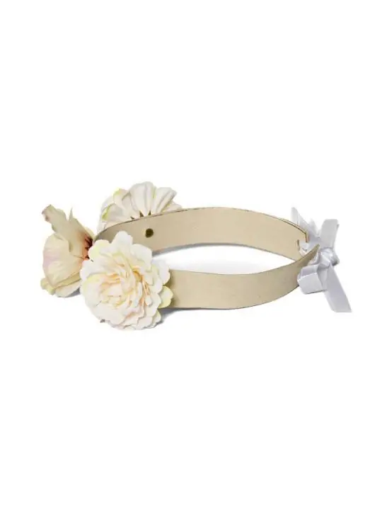 Halsband mit Blumen creme kaufen - Fesselliebe