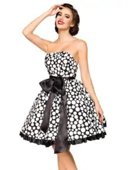 SONDERPOSTEN Vintage-Bandeau-Kleid schwarz/weiß von Belsira kaufen - Fesselliebe